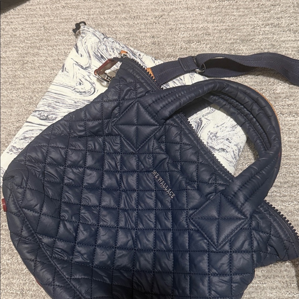 MZ Wallace Navy Quilted Crossbody Bag